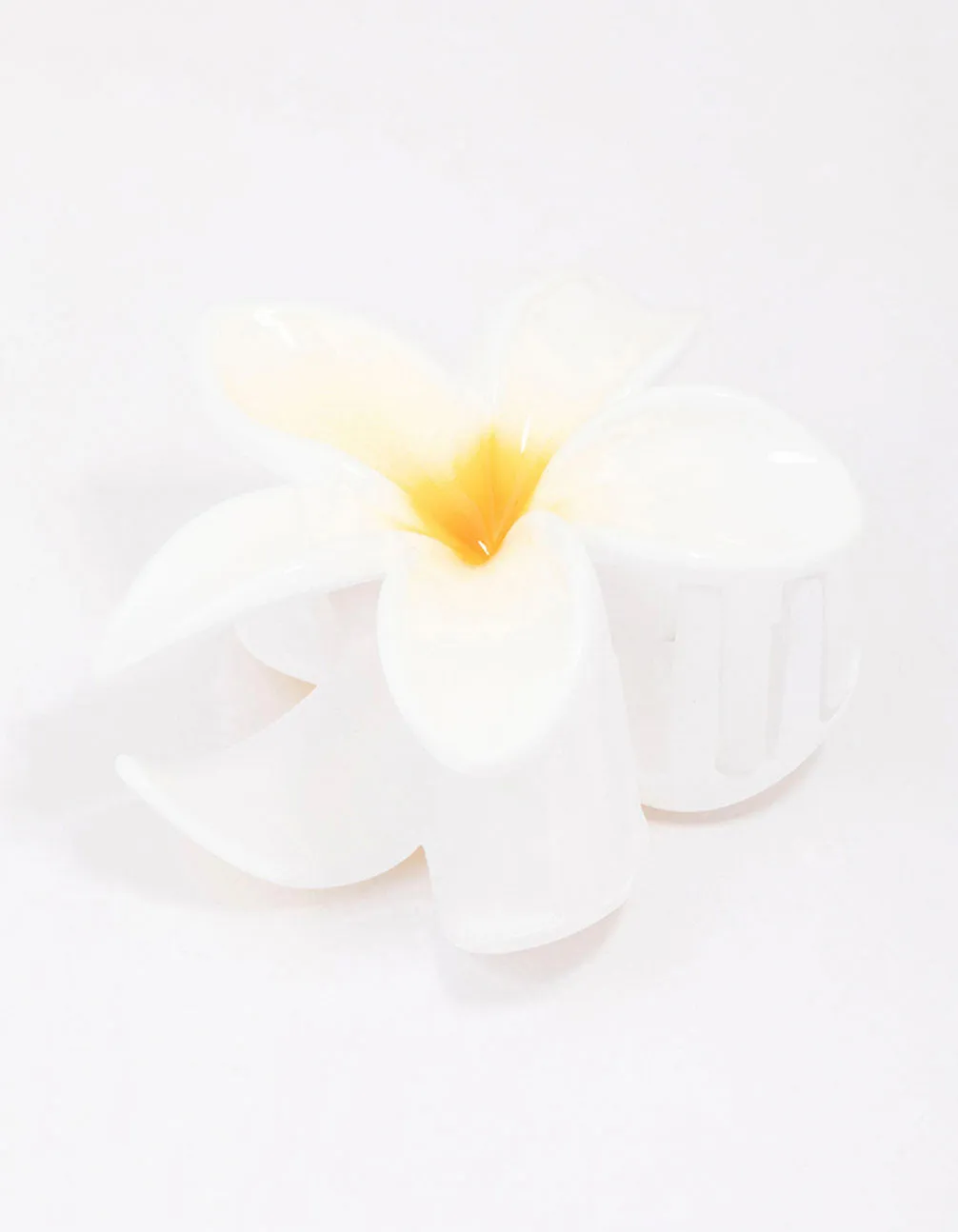 White Frangipani Flower Hair Claw Clip