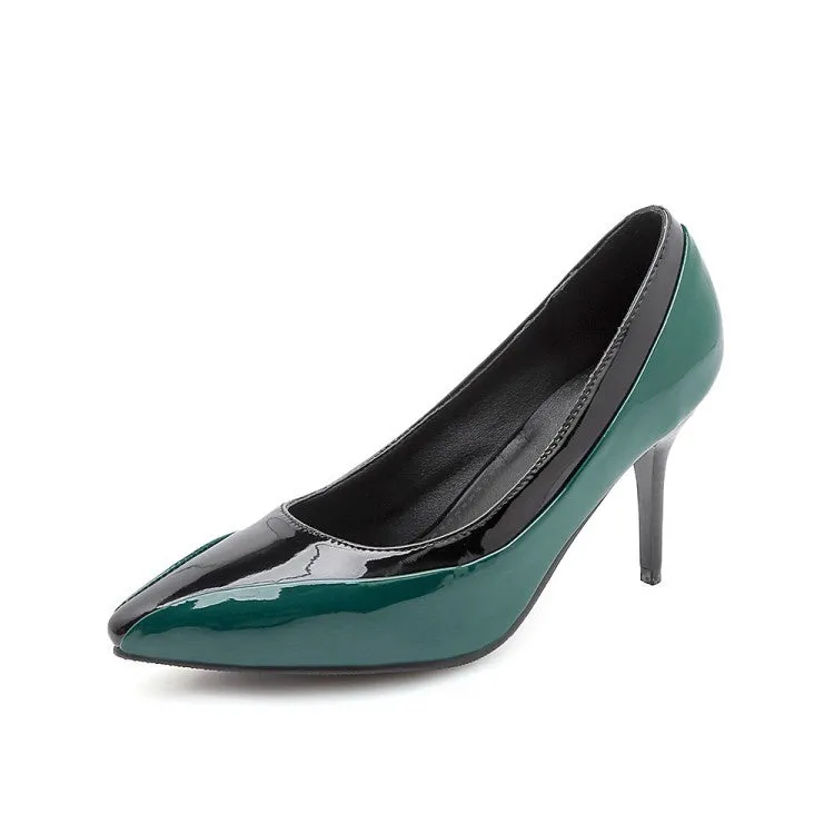 Women's Pointed Toe Patent Leather Pumps High Heels