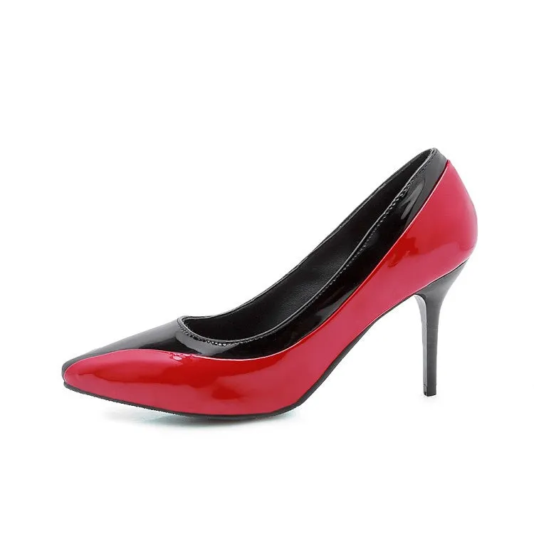 Women's Pointed Toe Patent Leather Pumps High Heels