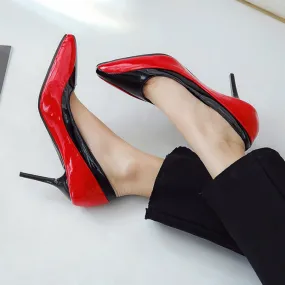 Women's Pointed Toe Patent Leather Pumps High Heels