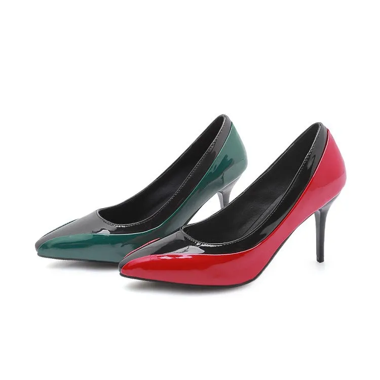 Women's Pointed Toe Patent Leather Pumps High Heels