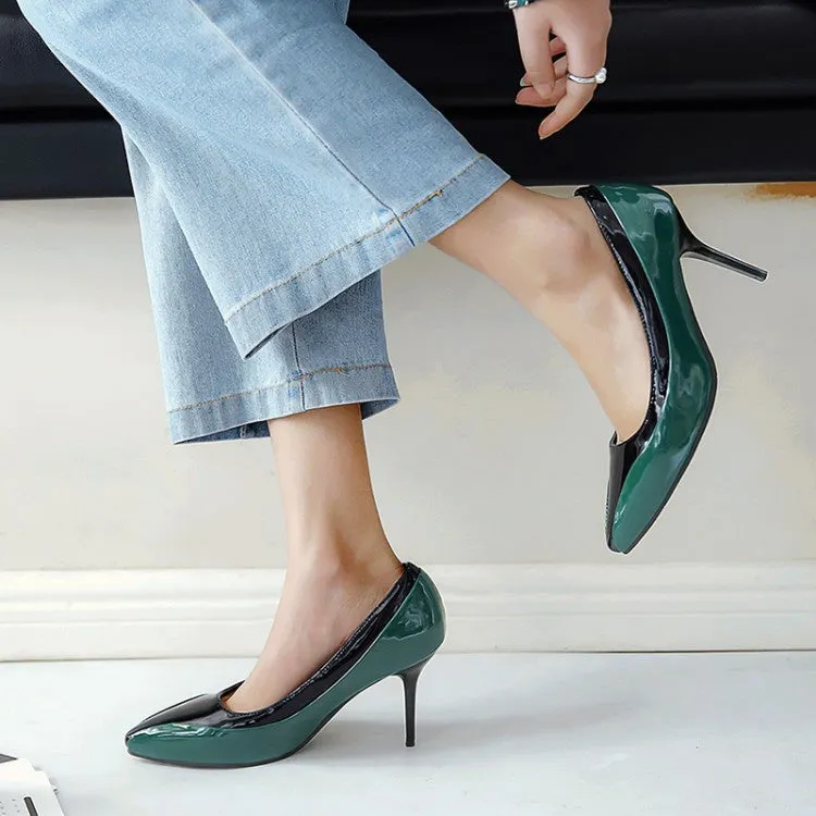 Women's Pointed Toe Patent Leather Pumps High Heels